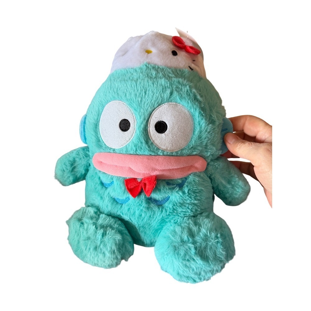 Sanrio Hangyodon Plush Toy with Hello Kitty Hat 50th Anniversary Cute